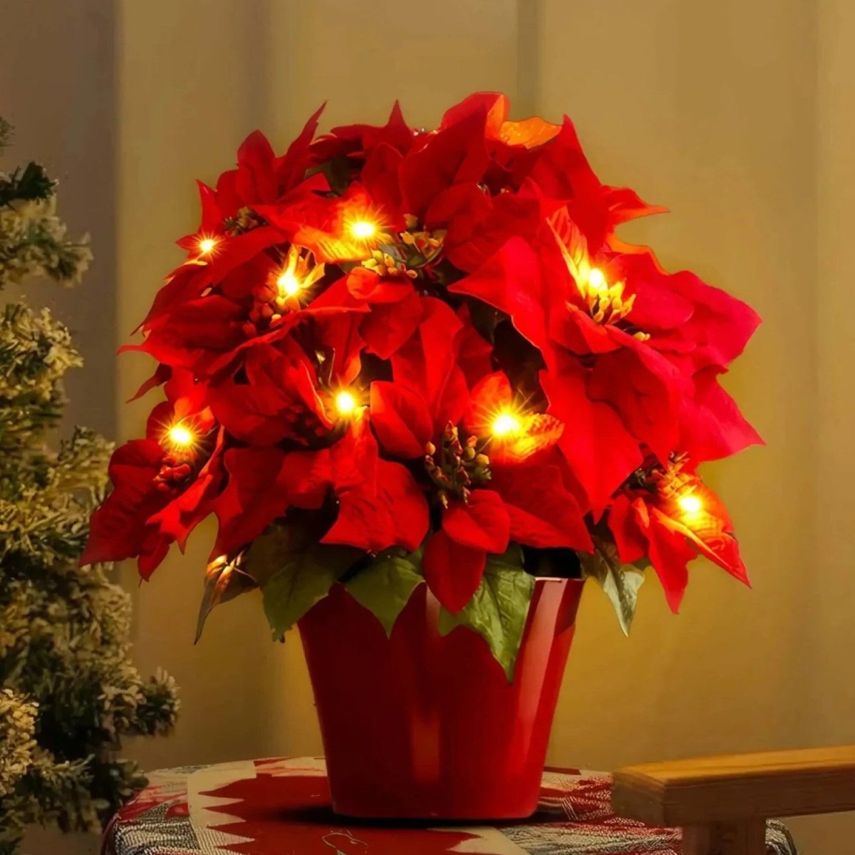 Glowing Poinsettia Table Decor - Table Lamp - Wild Eye Vision