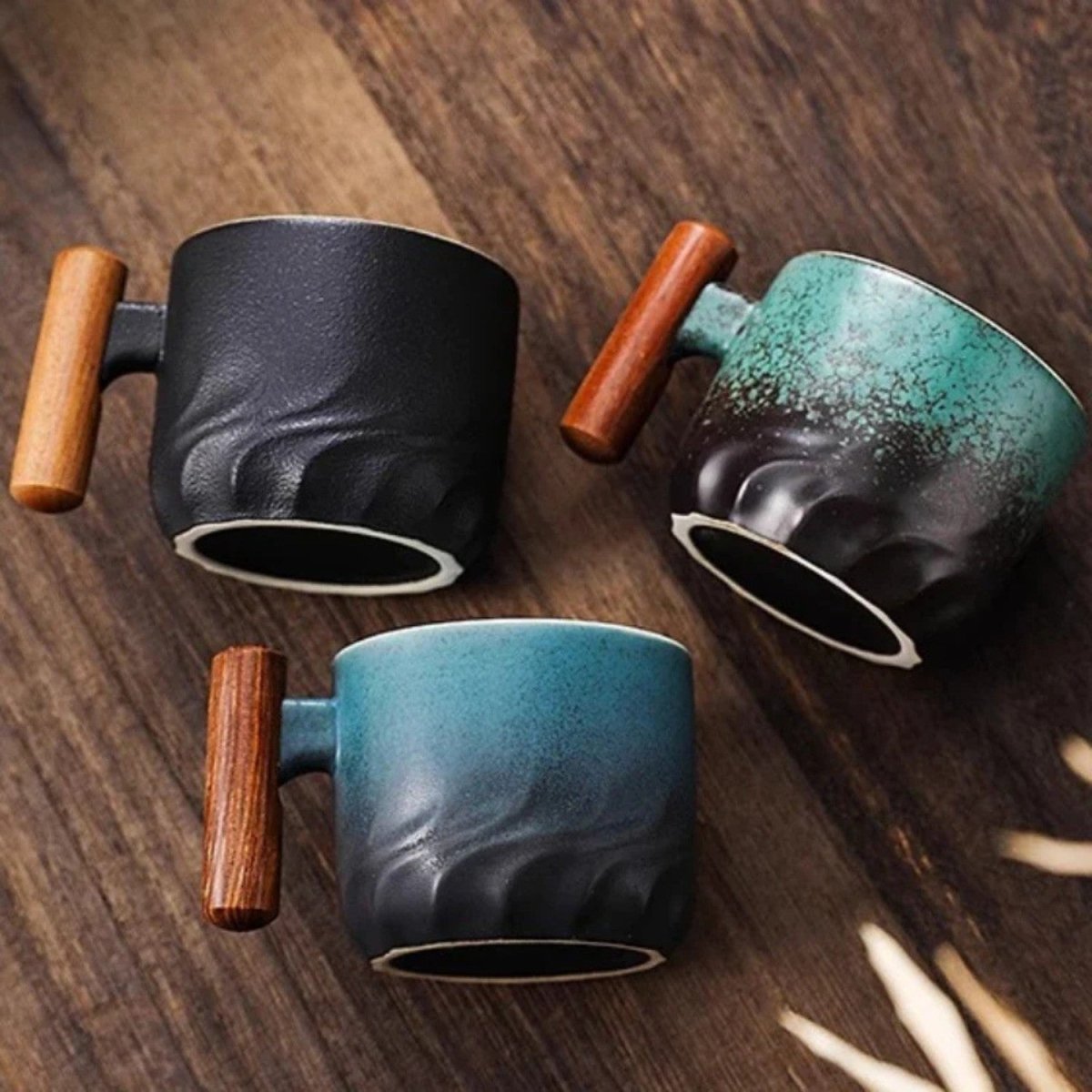 Handcrafted Ceramic Mug with Wooden Grip - Handcrafted Ceramic Mug - Wild Eye Vision