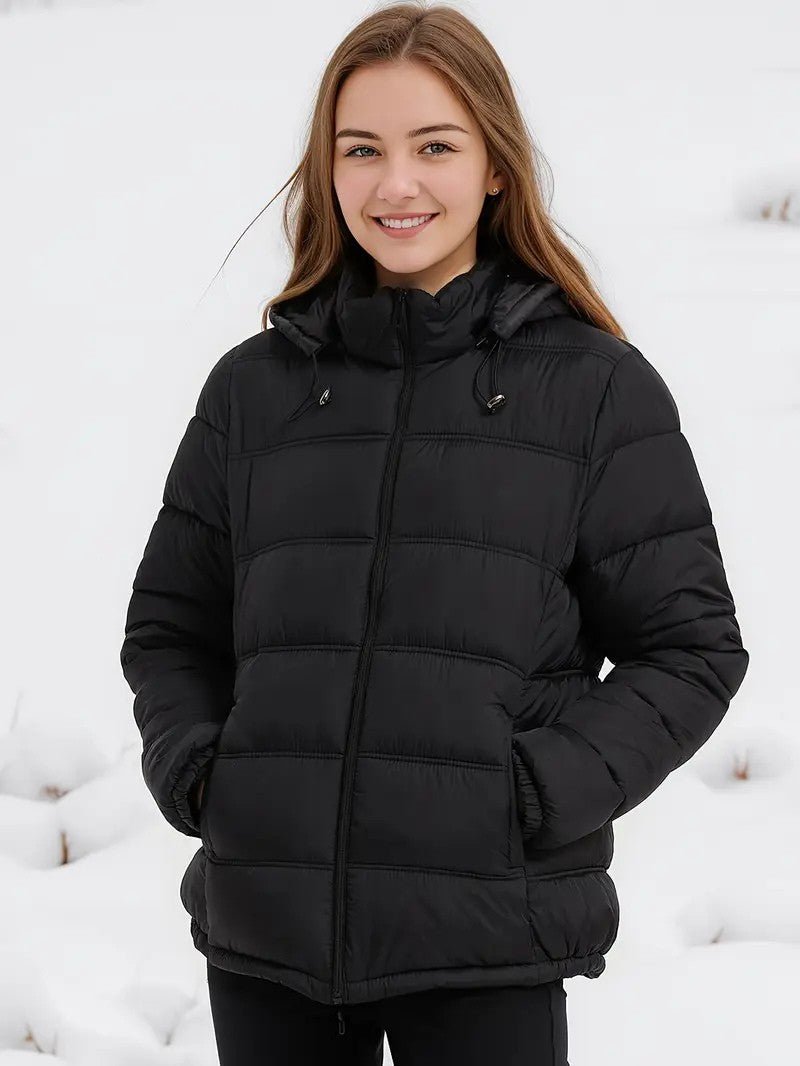 Hooded Puffer Jacket with Pockets - Women's Winter Jacket - Wild Eye Vision