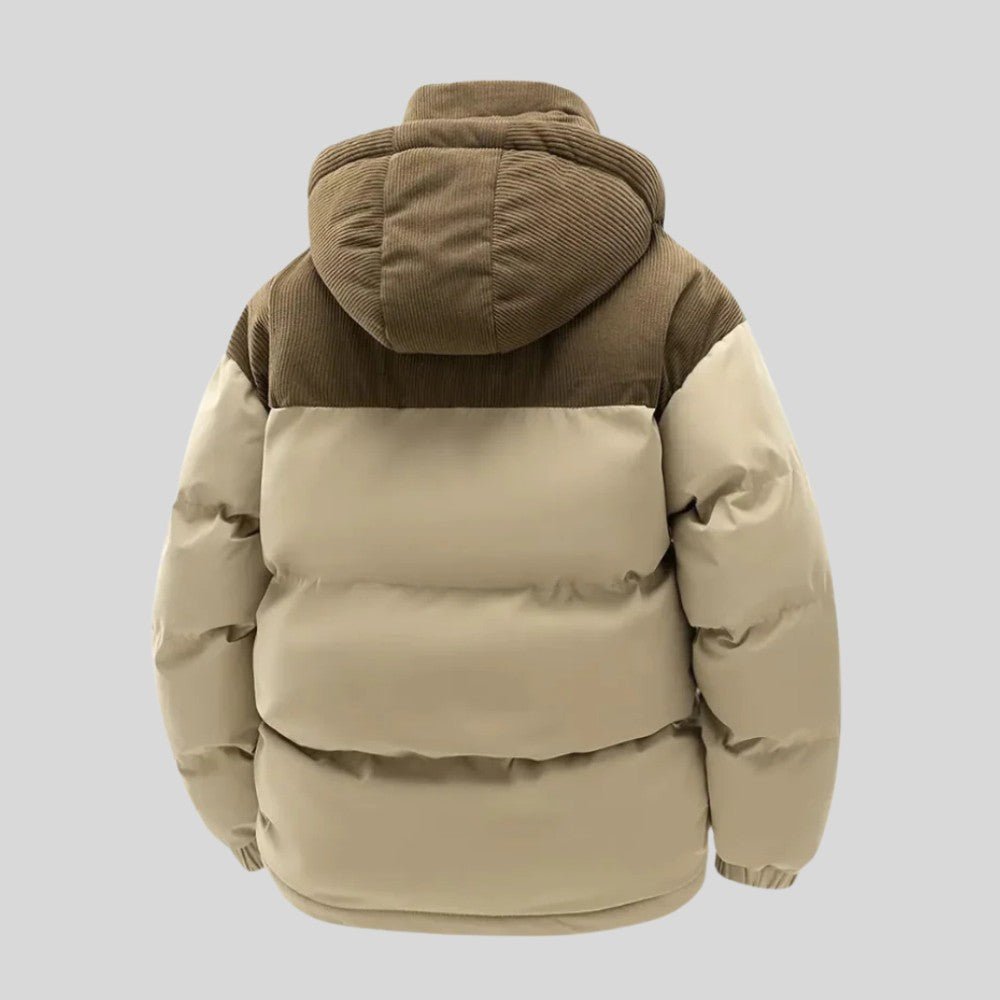 Insulated Puffer Jacket with Corduroy Hood - Men's Puffer Jacket - Wild Eye Vision