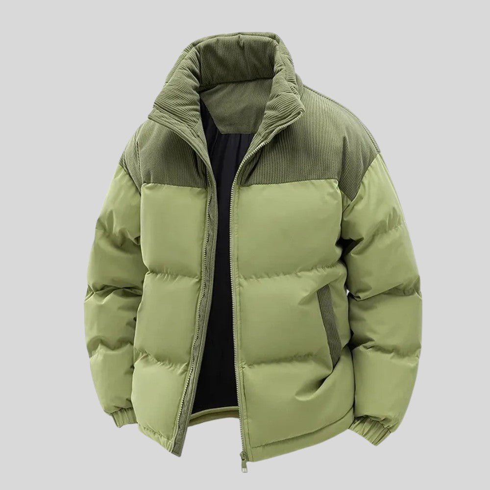 Insulated Puffer Jacket with Corduroy Hood - Men's Puffer Jacket - Wild Eye Vision
