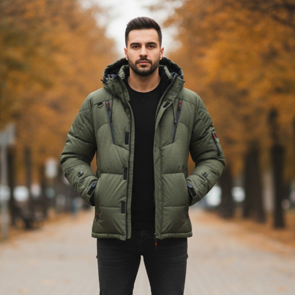 Insulated Puffer Jacket with Hood - Men's Puffer Jacket - Wild Eye Vision