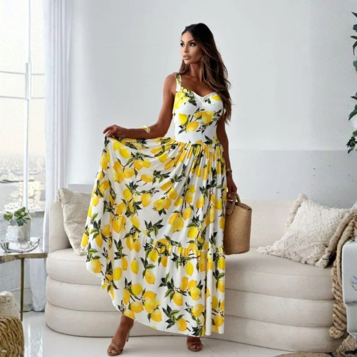 Lemon Print Maxi Dress - Maxi Dress - Wild Eye Vision