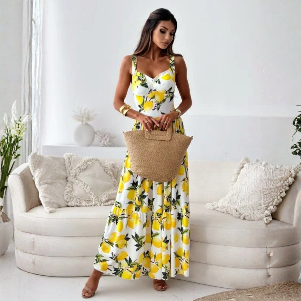 Lemon Print Maxi Dress - Maxi Dress - Wild Eye Vision