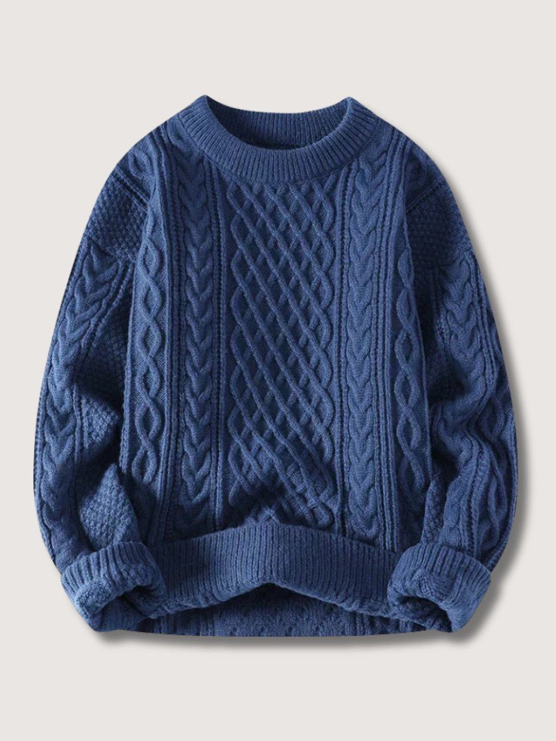 Men’s Cable Knit Crew Neck Jumper - Men Knitted Jumper - Wild Eye Vision