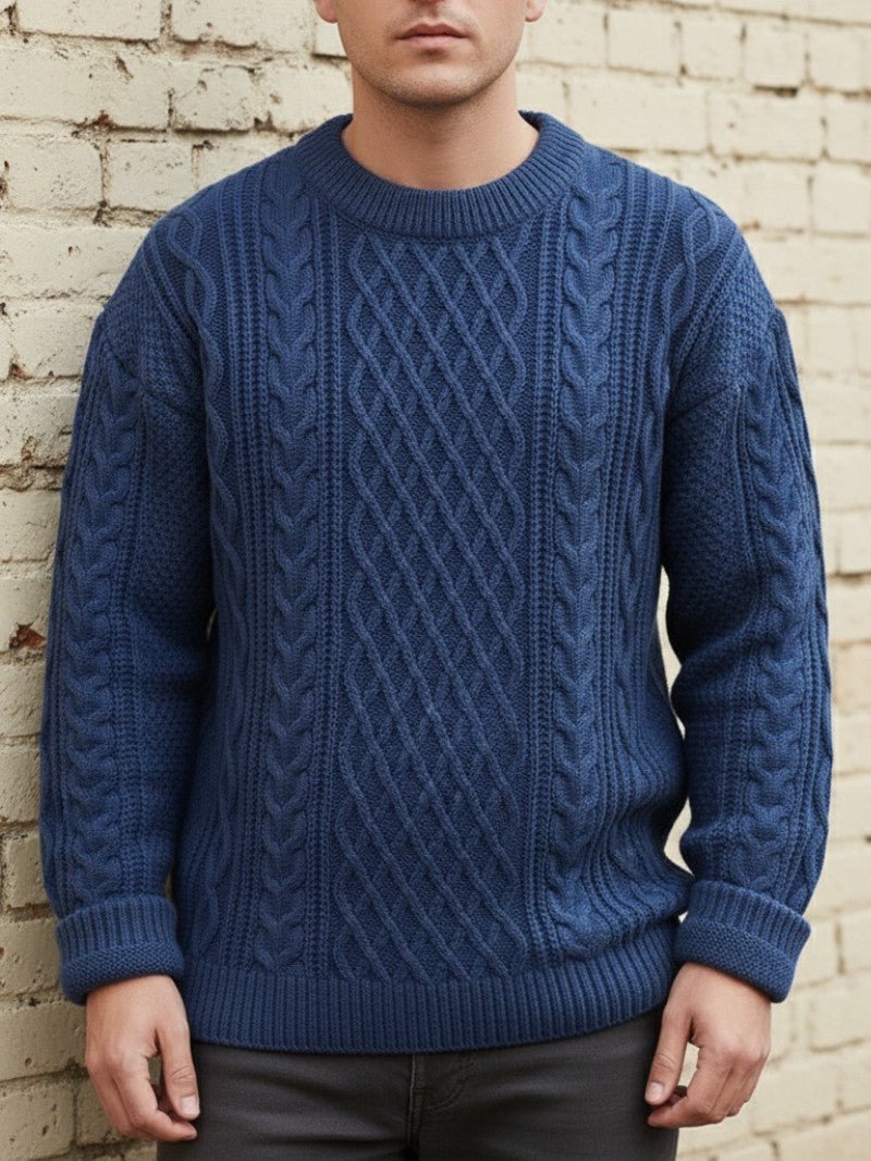Men’s Cable Knit Crew Neck Jumper - Men Knitted Jumper - Wild Eye Vision