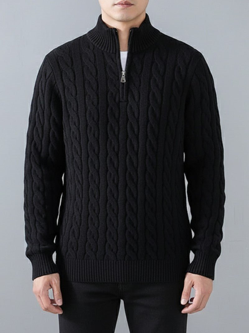 Men’s Cable Knit Half Zip Jumper - Men Jumper - Wild Eye Vision