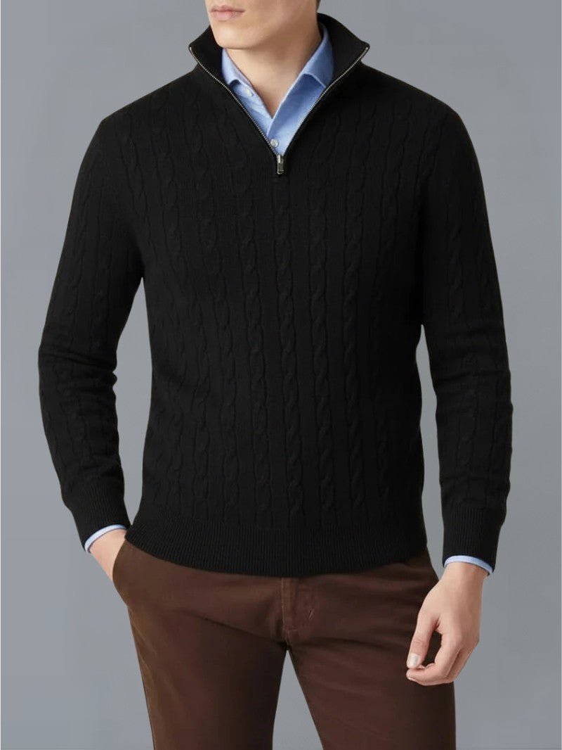 Men’s Cable Knit Half Zip Jumper - Men Knitted Jumper - Wild Eye Vision