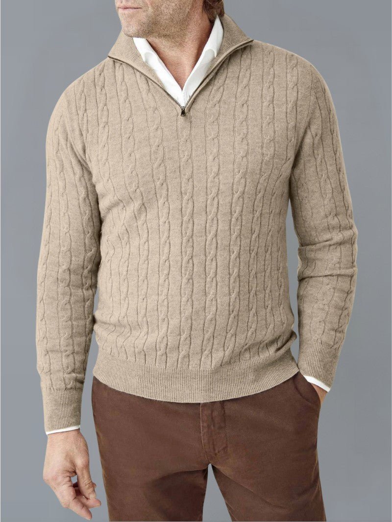 Men’s Cable Knit Half Zip Jumper - Men Knitted Jumper - Wild Eye Vision