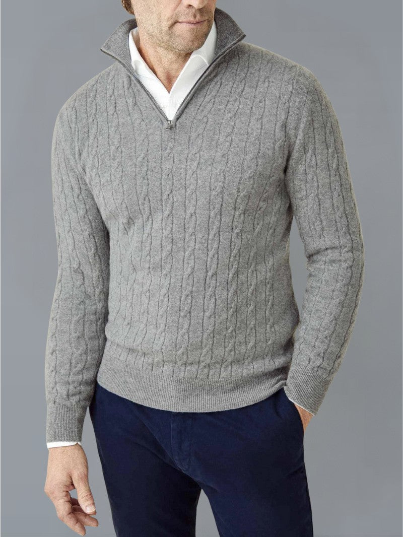 Men’s Cable Knit Half Zip Jumper - Men Knitted Jumper - Wild Eye Vision