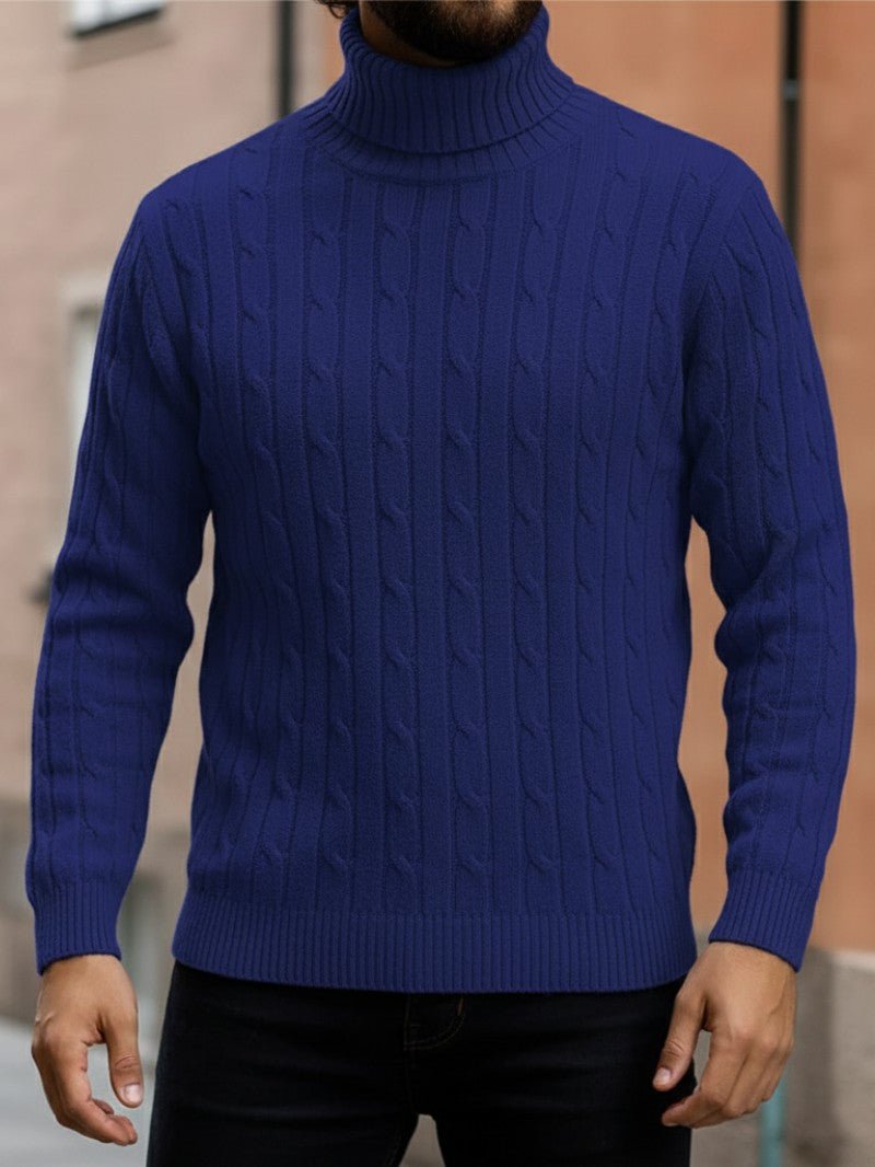 Men’s Classic Roll Neck Cable Knit Sweater - Men Jumper - Wild Eye Vision
