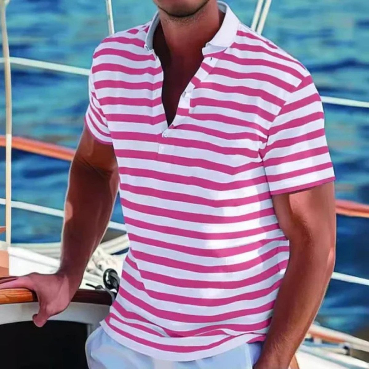 Men's Classic Striped Summer Polo Shirt - Polo Shirts - Wild Eye Vision
