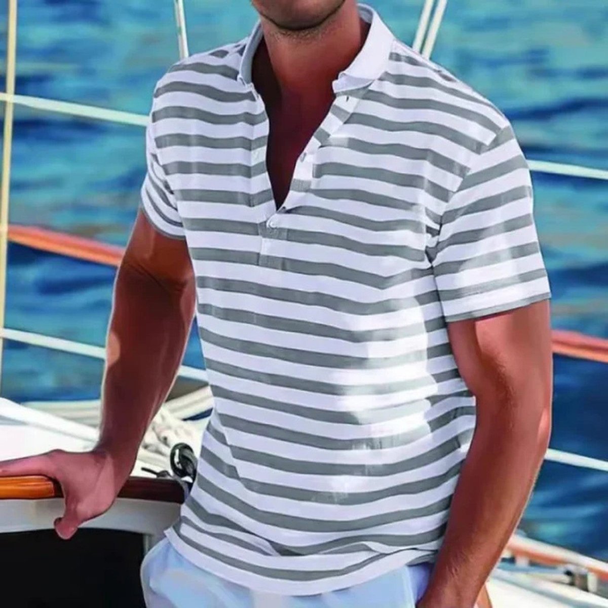 Men's Classic Striped Summer Polo Shirt - Polo Shirts - Wild Eye Vision