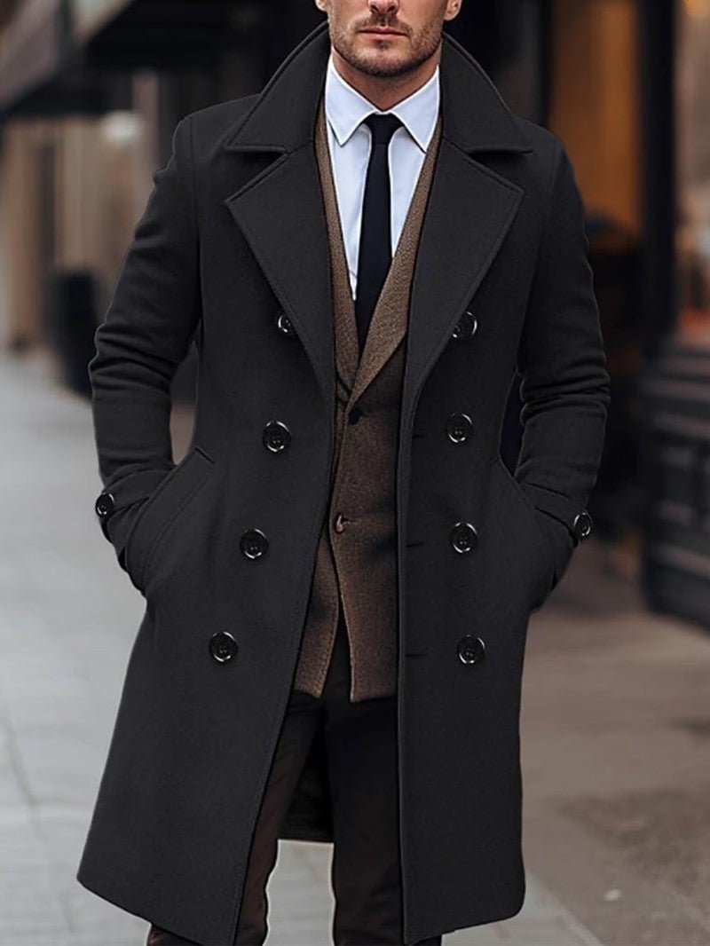 Men’s Double Breasted Longline Trench Coat - Men's Coat - Wild Eye Vision