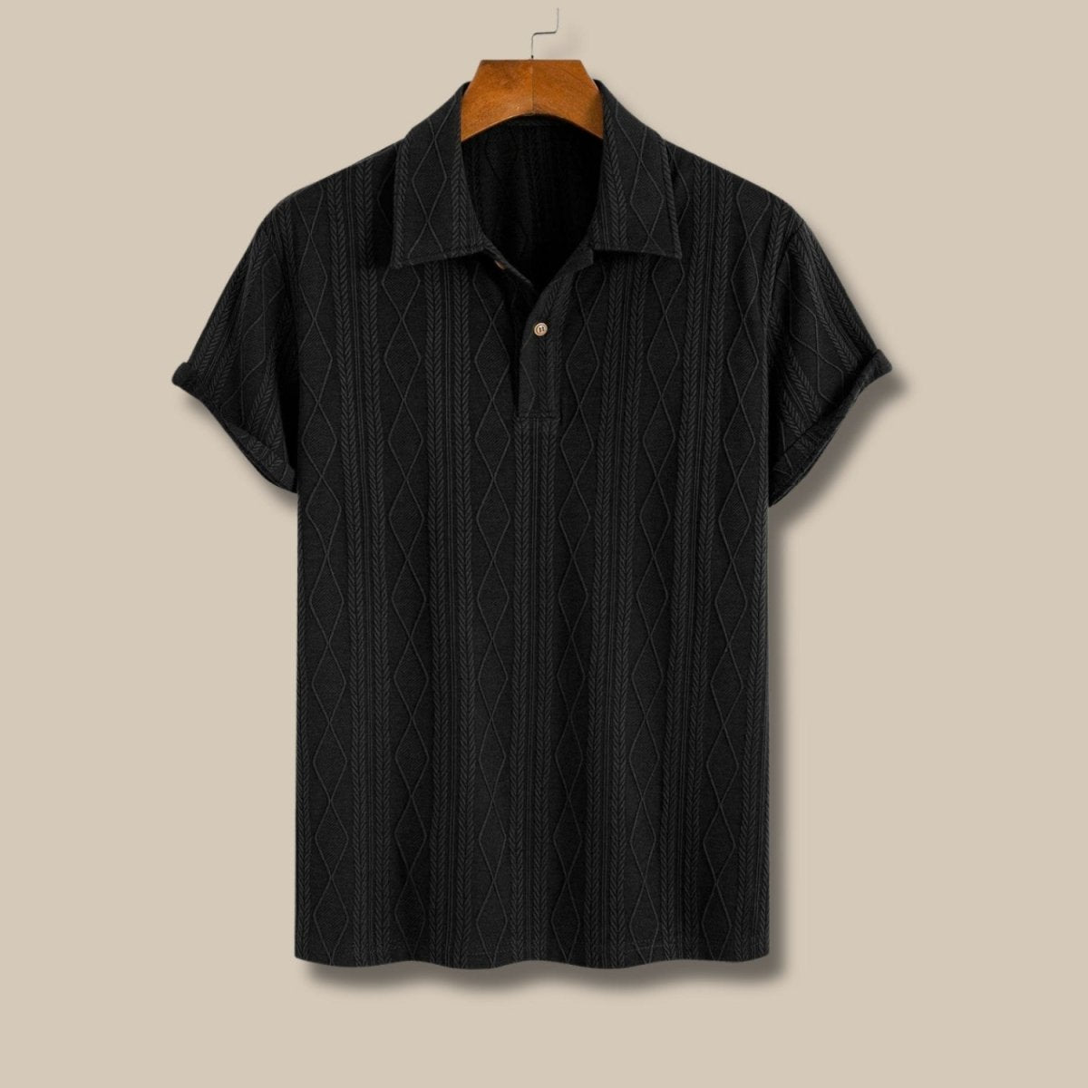 Men's Geometric Jacquard Knit Polo Shirt - Polo Shirts - Wild Eye Vision