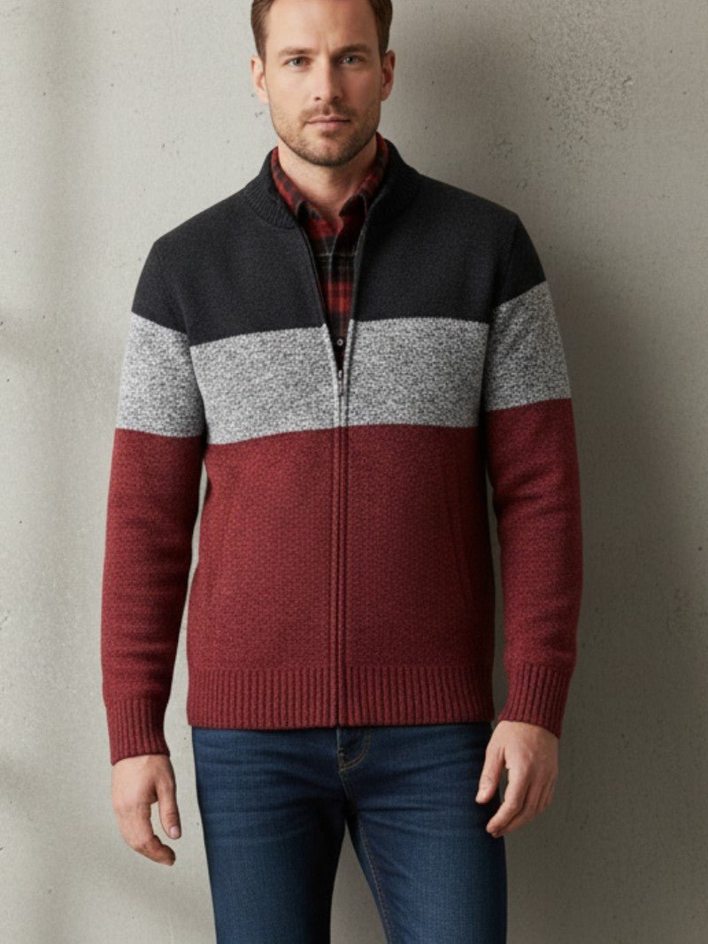 Men’s High Neck Fleece - Lined Knit Cardigan - Men Knit Cardigan - Wild Eye Vision