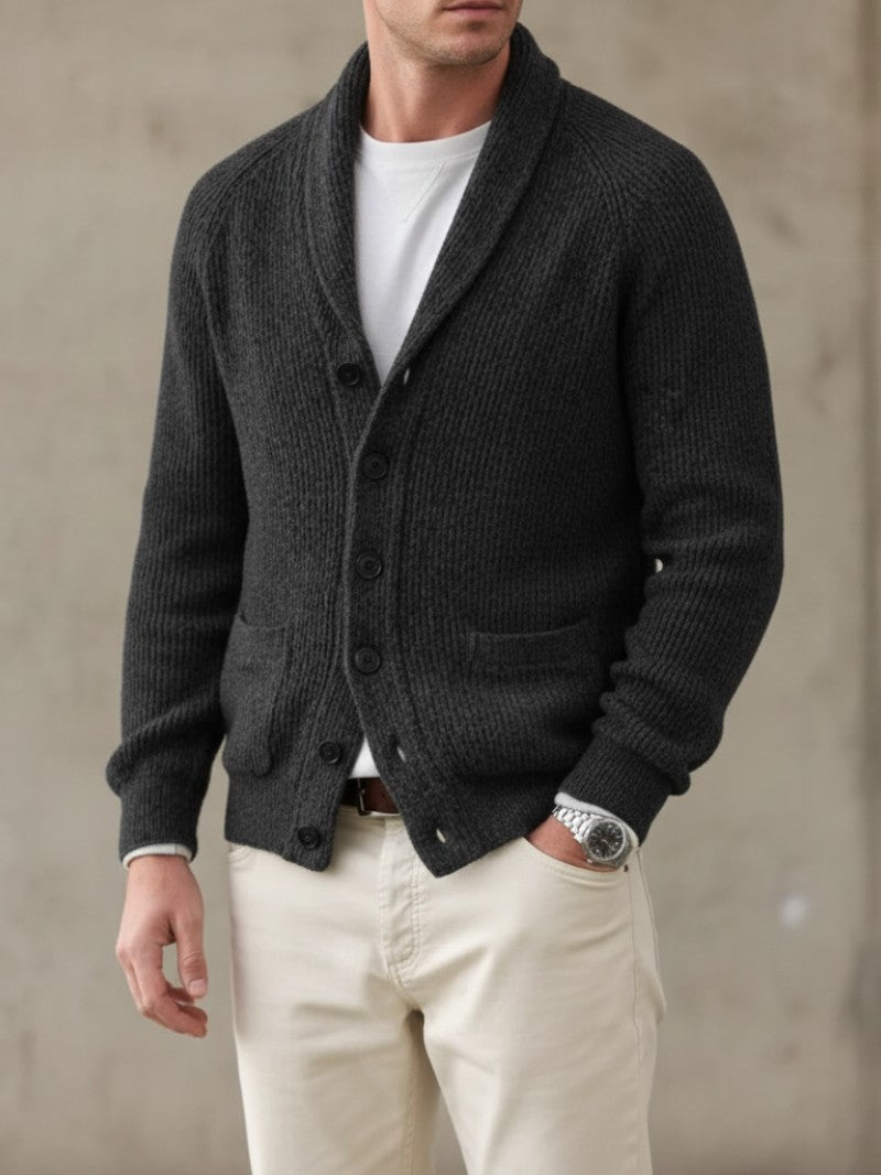 Men’s Knit Cardigan with Shawl Collar - Men Knit Cardigan - Wild Eye Vision