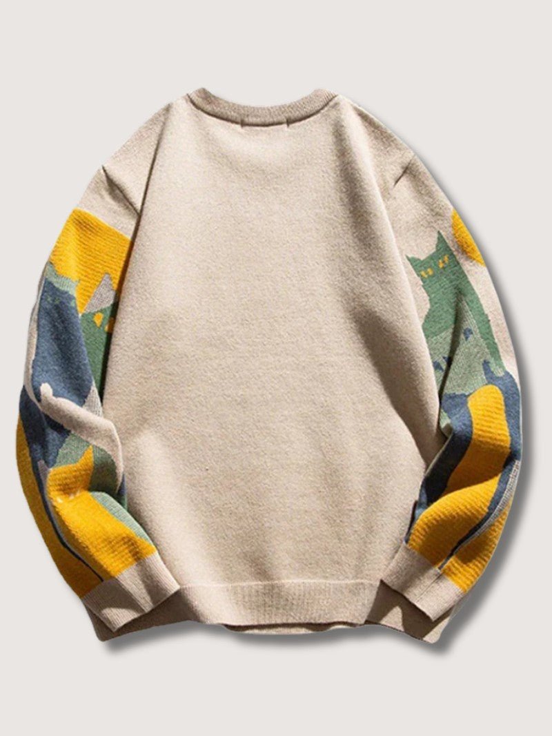 Men’s Oversized Pattern Knit Sweater - Men Jumper - Wild Eye Vision