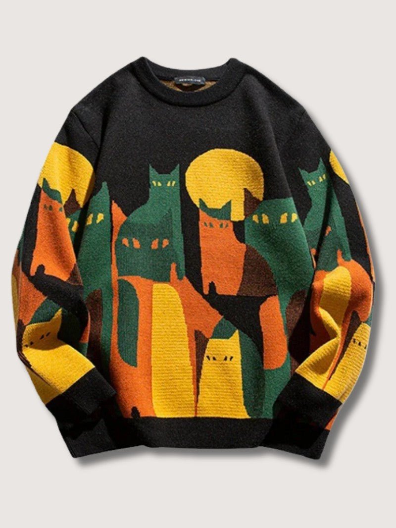 Men’s Oversized Pattern Knit Sweater - Men Jumper - Wild Eye Vision