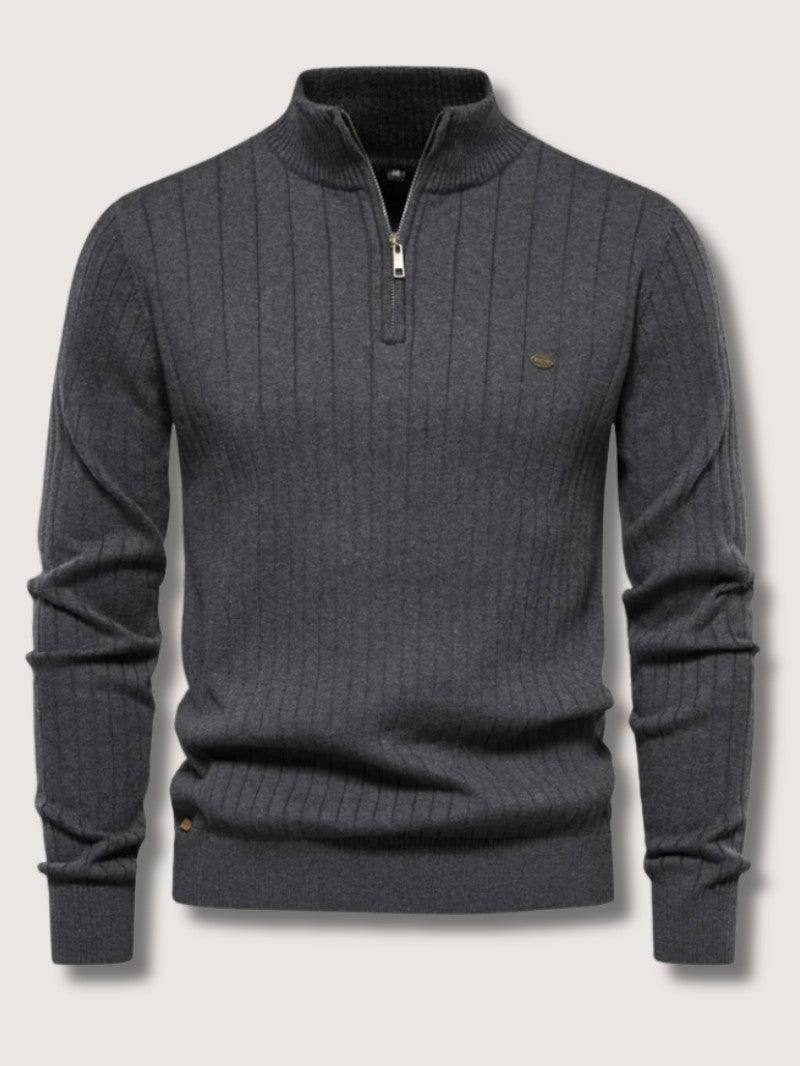 Men’s Ribbed Half Zip Sweater - Men Jumper - Wild Eye Vision