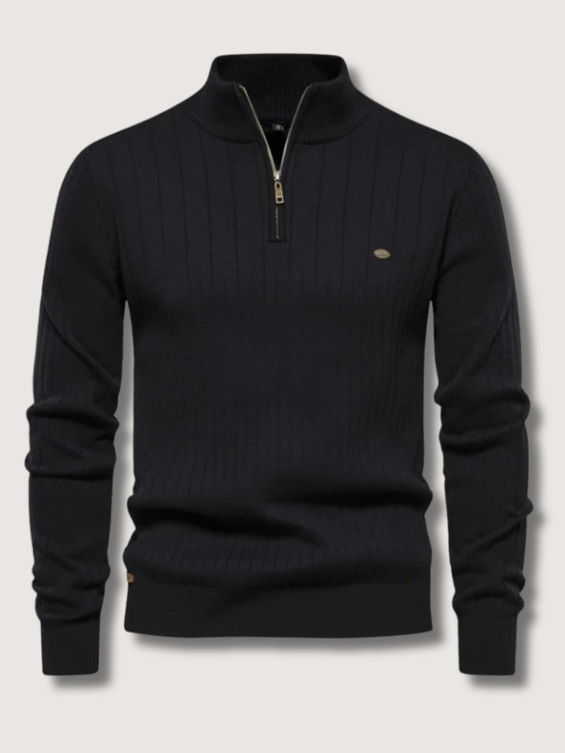 Men’s Ribbed Half Zip Sweater - Men Jumper - Wild Eye Vision