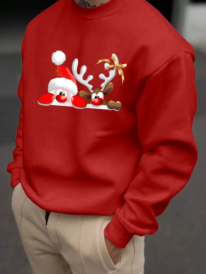 Men’s Santa & Fawn Print Sweater - Mens Christmas Jumpers - Wild Eye Vision