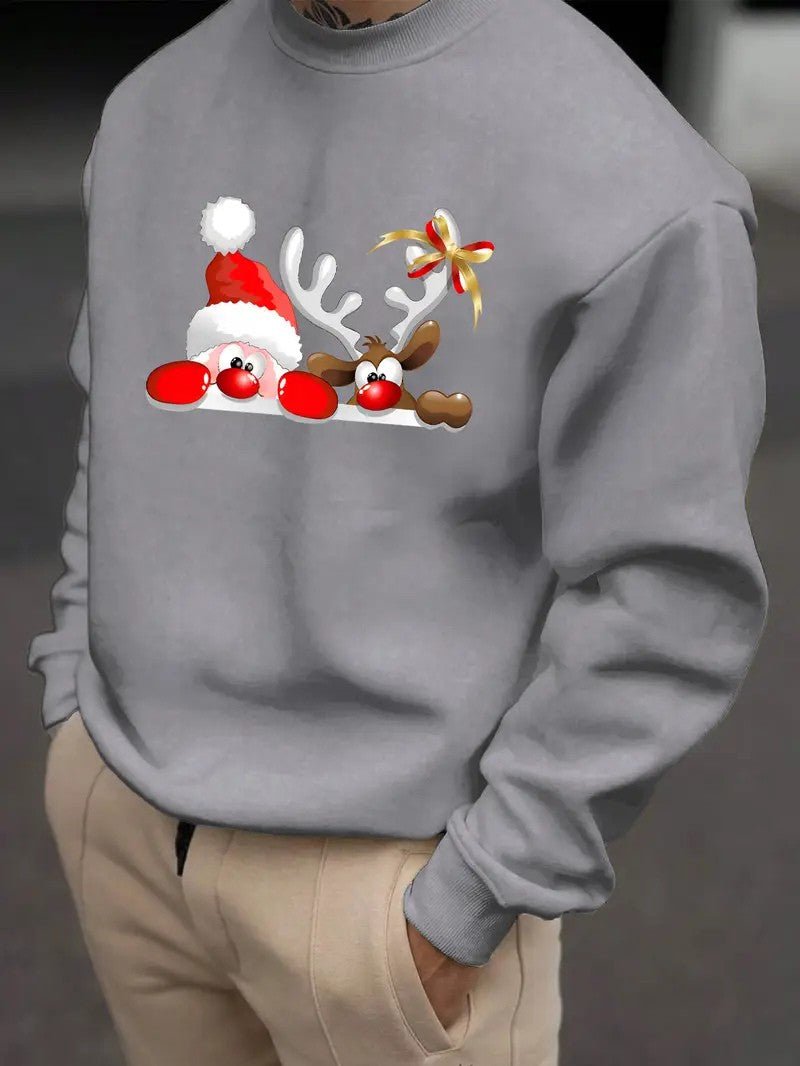 Men’s Santa & Fawn Print Sweater - Mens Christmas Jumpers - Wild Eye Vision