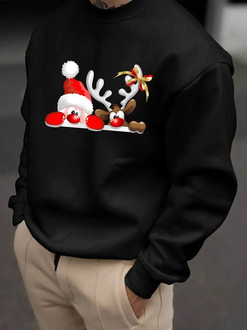 Men’s Santa & Fawn Print Sweater - Mens Christmas Jumpers - Wild Eye Vision