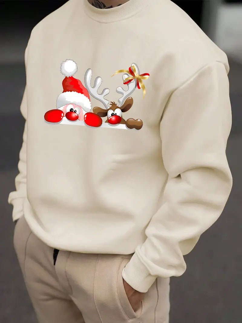 Men’s Santa & Fawn Print Sweater - Mens Christmas Jumpers - Wild Eye Vision