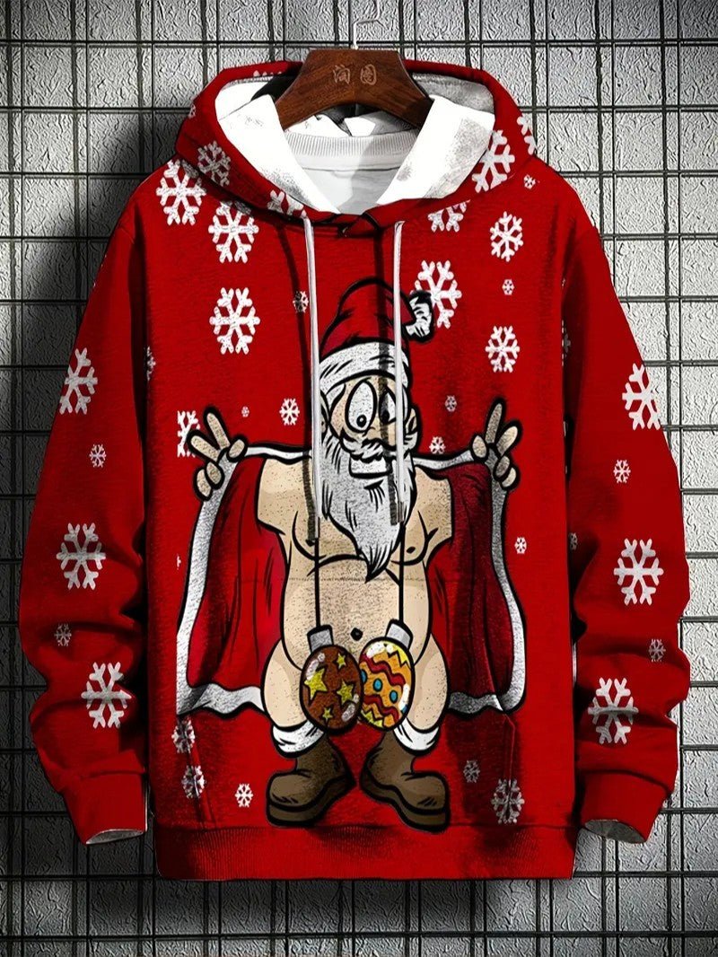 Men’s Santa Print Christmas Hoodie - Mens Christmas Jumpers - Wild Eye Vision
