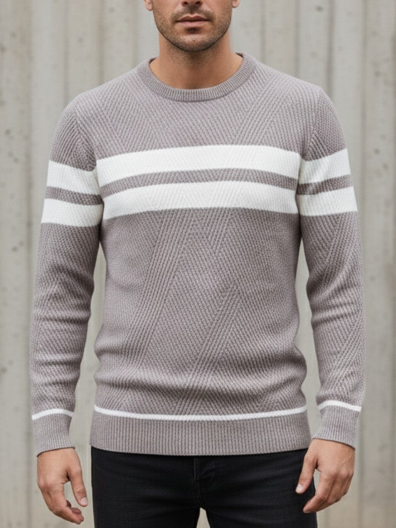 Men’s Striped Crew Neck Knitted Jumper - Men Knitted Jumper - Wild Eye Vision