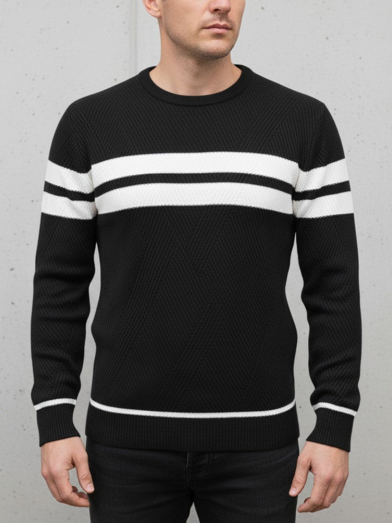 Men’s Striped Crew Neck Knitted Jumper - Men Knitted Jumper - Wild Eye Vision
