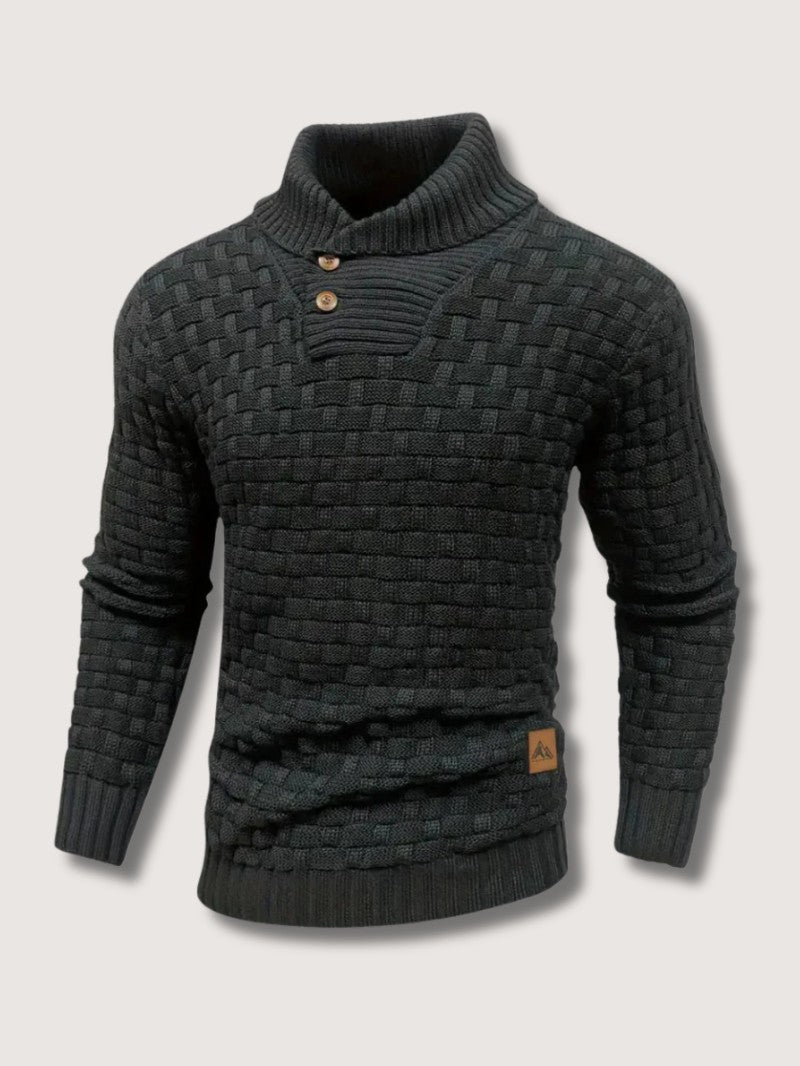 Men’s Textured Knit Shawl Collar Jumper - Men Knitted Jumper - Wild Eye Vision