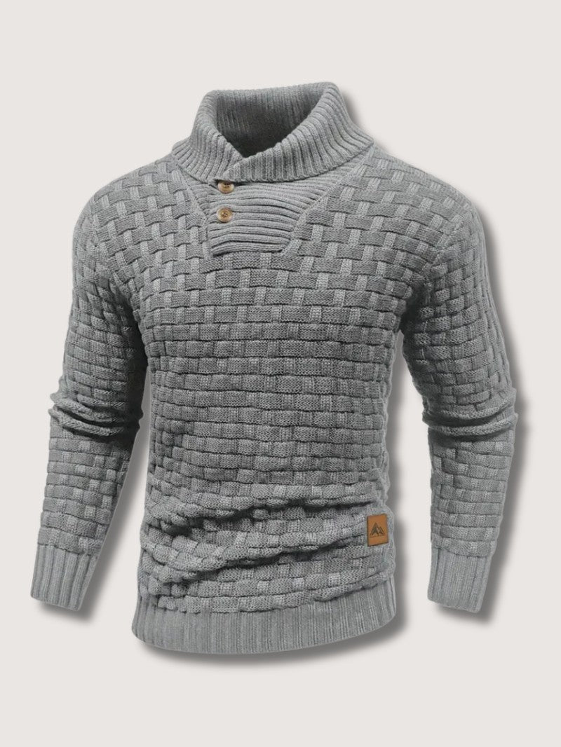 Men’s Textured Knit Shawl Collar Jumper - Men Knitted Jumper - Wild Eye Vision
