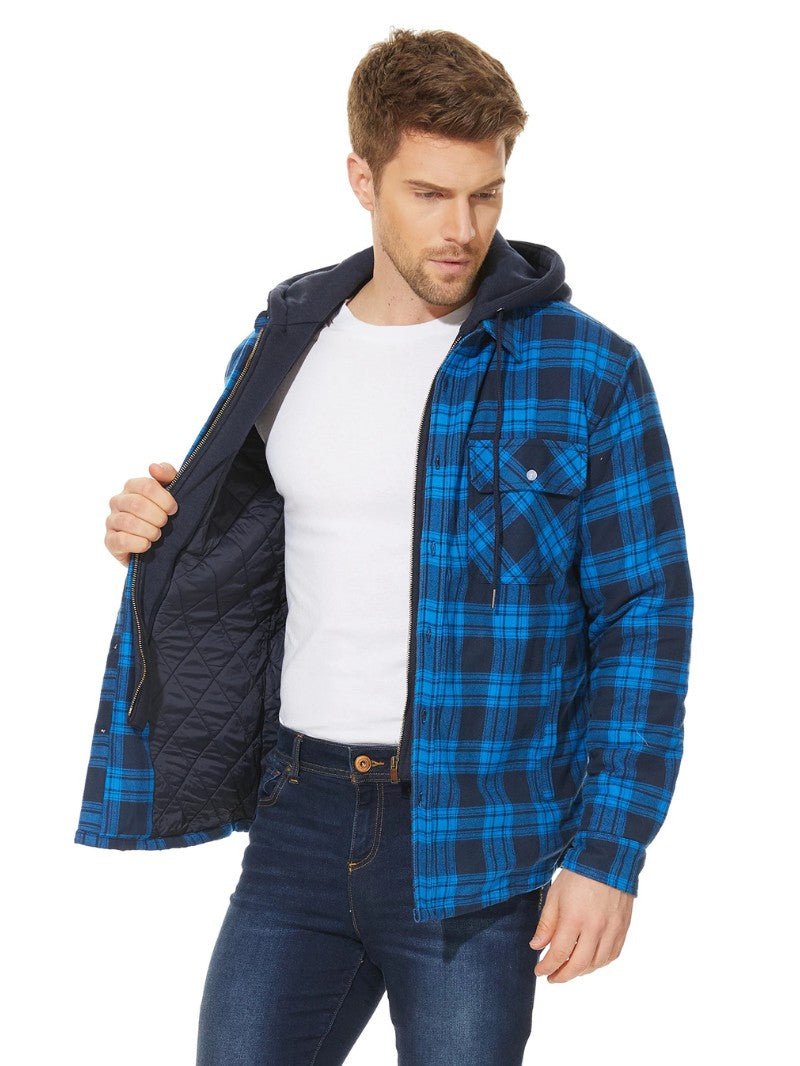 Men’s Warm Plaid Hooded Jacket - Men's Coat - Wild Eye Vision