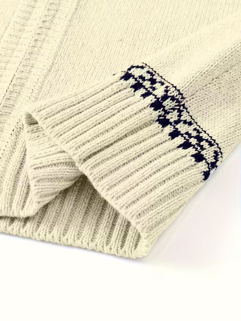 Men’s Winter Knit Cardigan with Stand Collar - Men Knit Cardigan - Wild Eye Vision