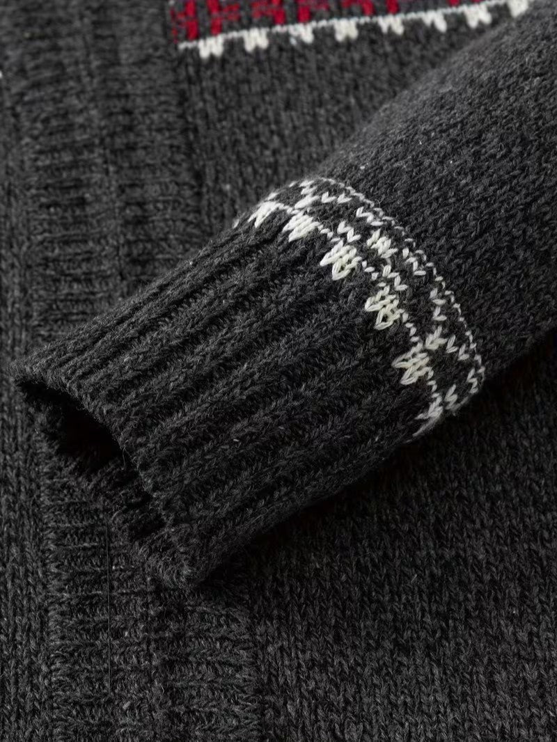 Men’s Winter Knit Cardigan with Stand Collar - Men Knit Cardigan - Wild Eye Vision