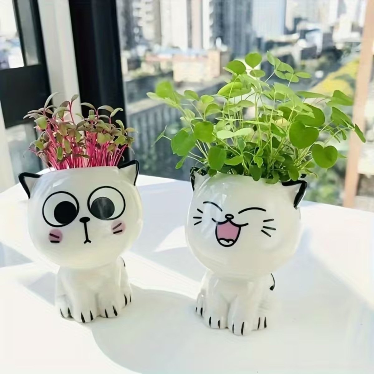 Mini Cat Ceramic Flowerpot for Small Plants - Flowerpot - Wild Eye Vision