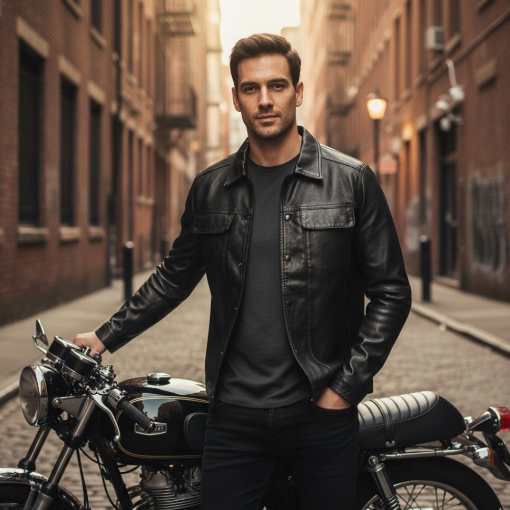 Modern Casual Biker Jacket - Men's Leather Jacket - Wild Eye Vision