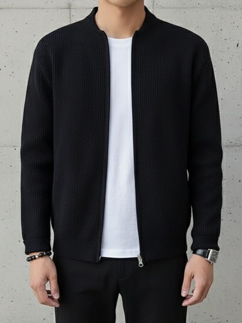 Modern Ribbed Double - Zip Cardigan - Men Cardigan - Wild Eye Vision