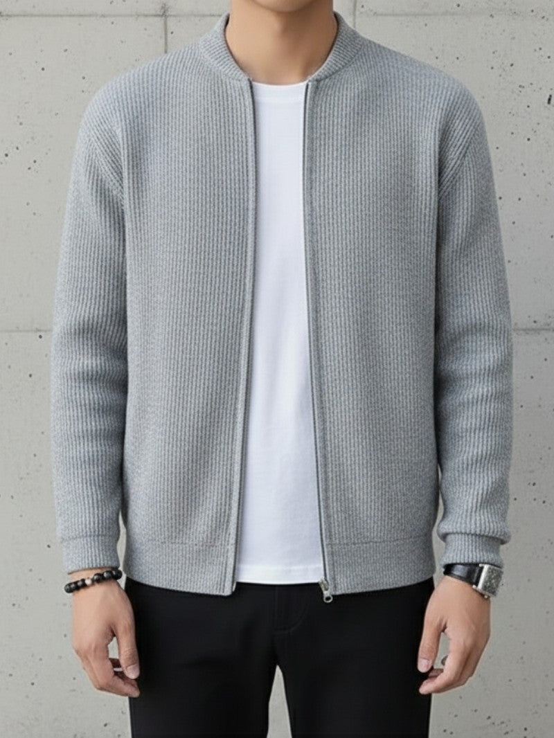 Modern Ribbed Double - Zip Cardigan - Men Cardigan - Wild Eye Vision