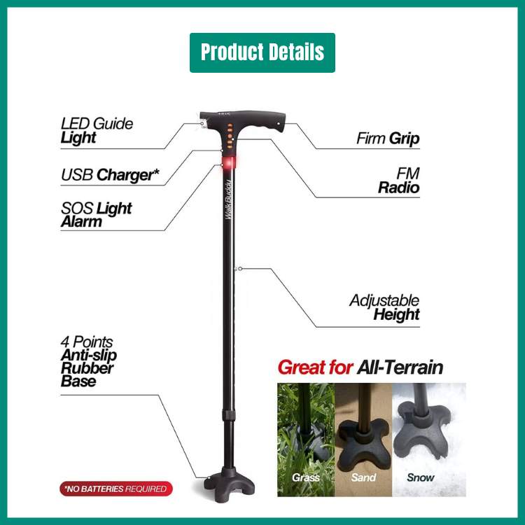 Multi - Functional LED Folding Cane - Folding Cane - Wild Eye Vision