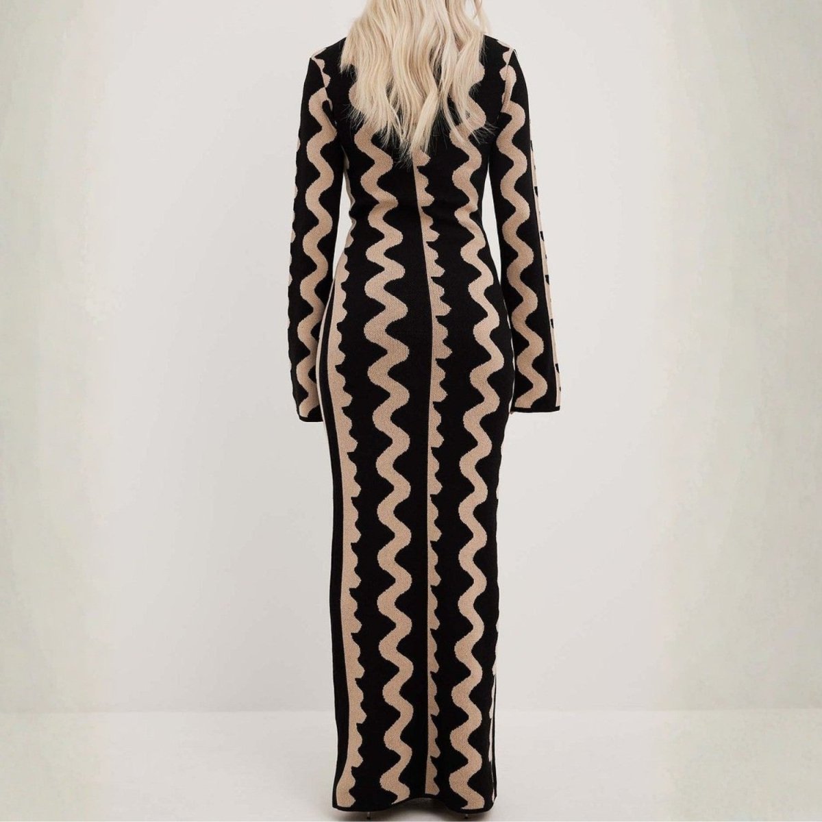 Patterned Long Sleeve Maxi Dress - Maxi Dress - Wild Eye Vision