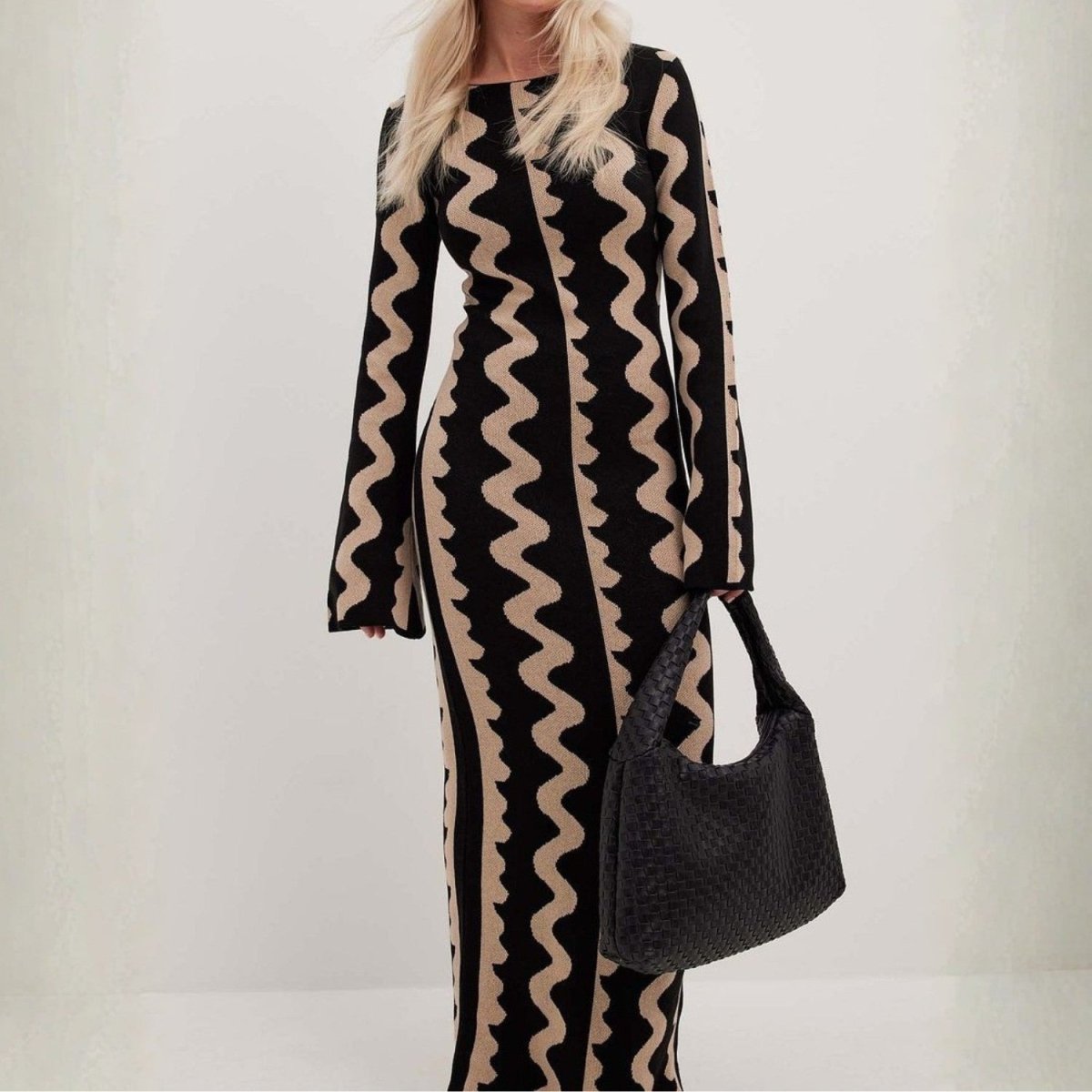 Patterned Long Sleeve Maxi Dress - Maxi Dress - Wild Eye Vision