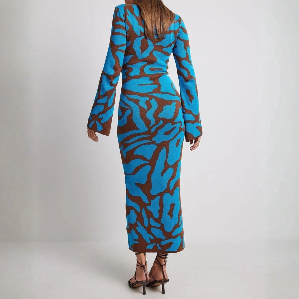 Patterned Long Sleeve Maxi Dress - Maxi Dress - Wild Eye Vision