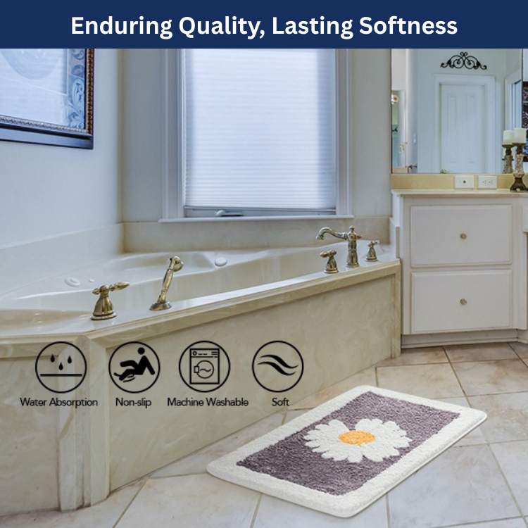 PetalTouch Floral Bathroom Mat - Bathroom Mat - Wild Eye Vision