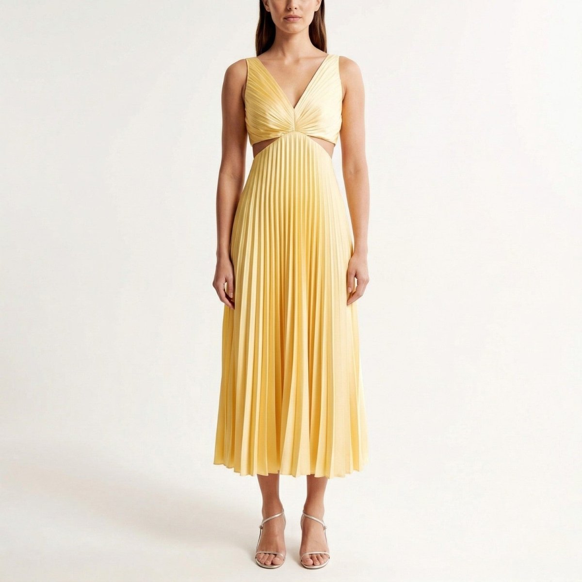 Pleated V Neck Maxi Dress - Maxi Dress - Wild Eye Vision