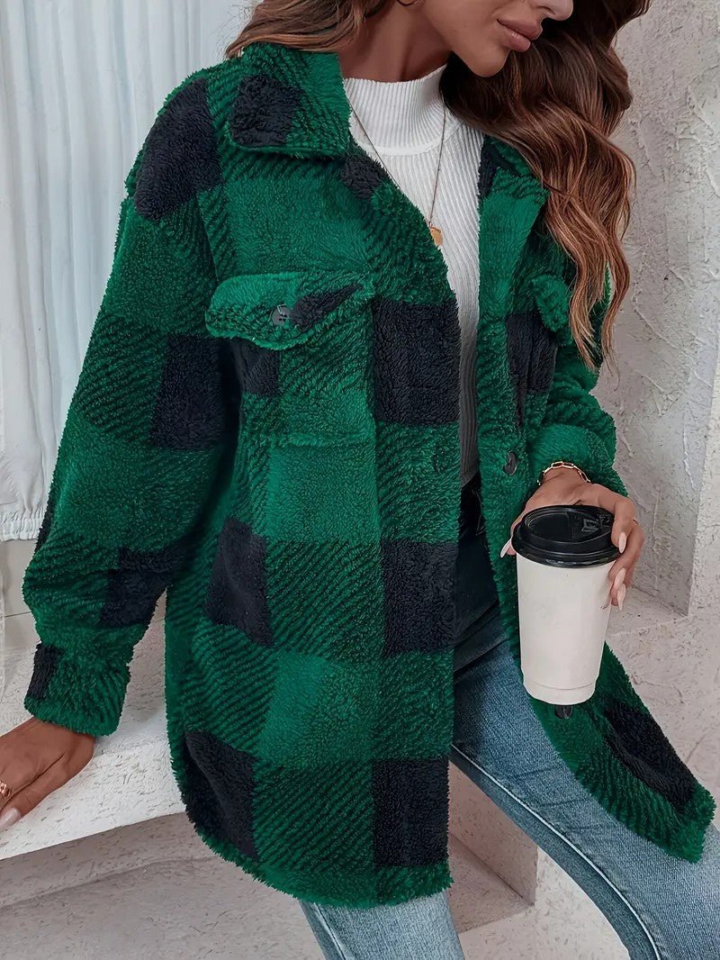 Plush Checkered Winter Jacket - Women's Winter Jacket - Wild Eye Vision