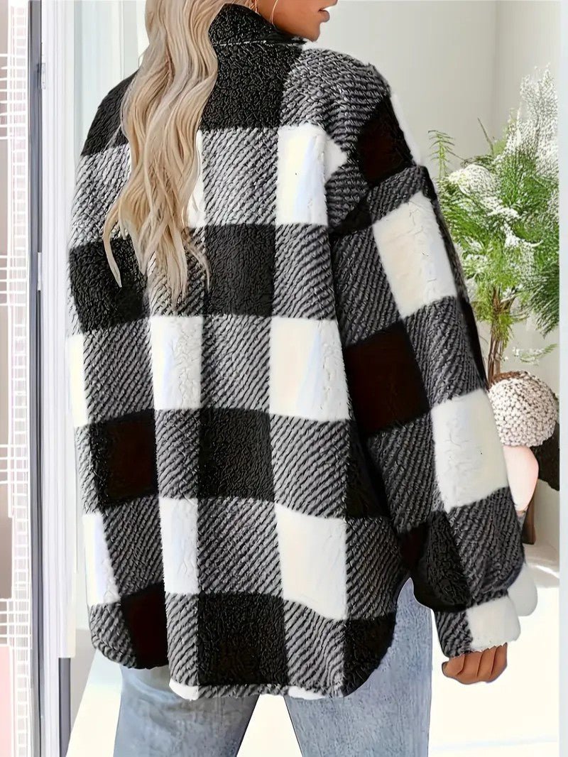Plush Checkered Winter Jacket - Women's Winter Jacket - Wild Eye Vision