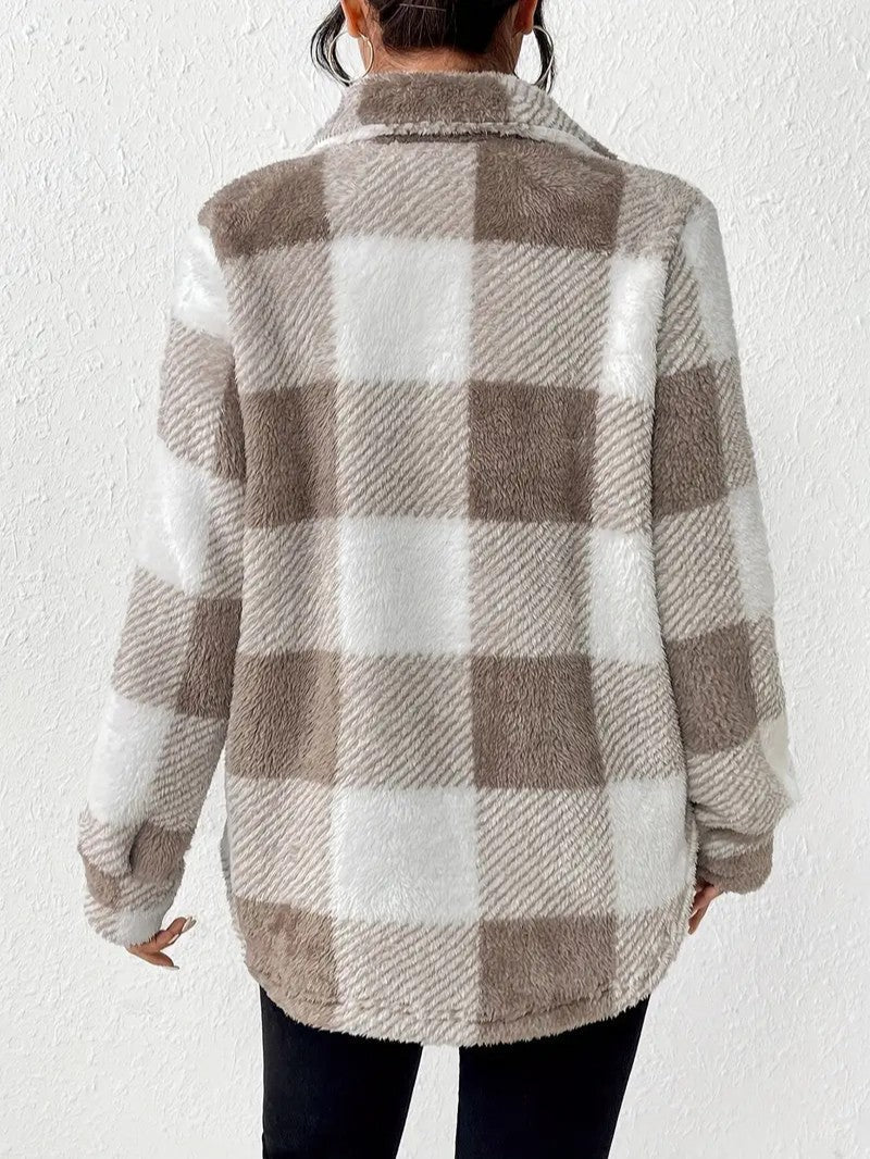 Plush Checkered Winter Jacket - Women's Winter Jacket - Wild Eye Vision
